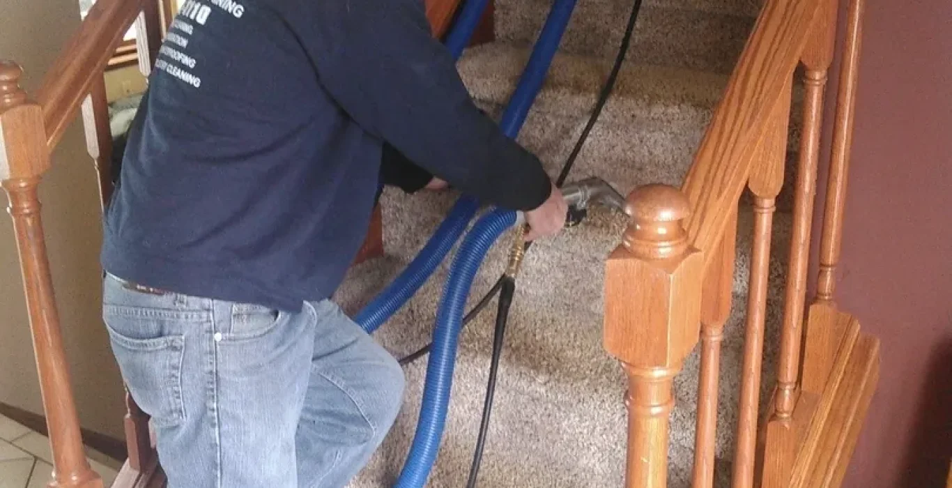 Cleanway Cleaning & Restoration team performing professional upholstery cleaning in a Buffalo, NY home.